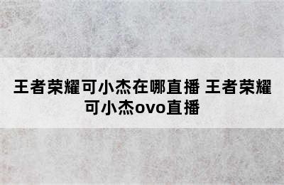 王者荣耀可小杰在哪直播 王者荣耀可小杰ovo直播